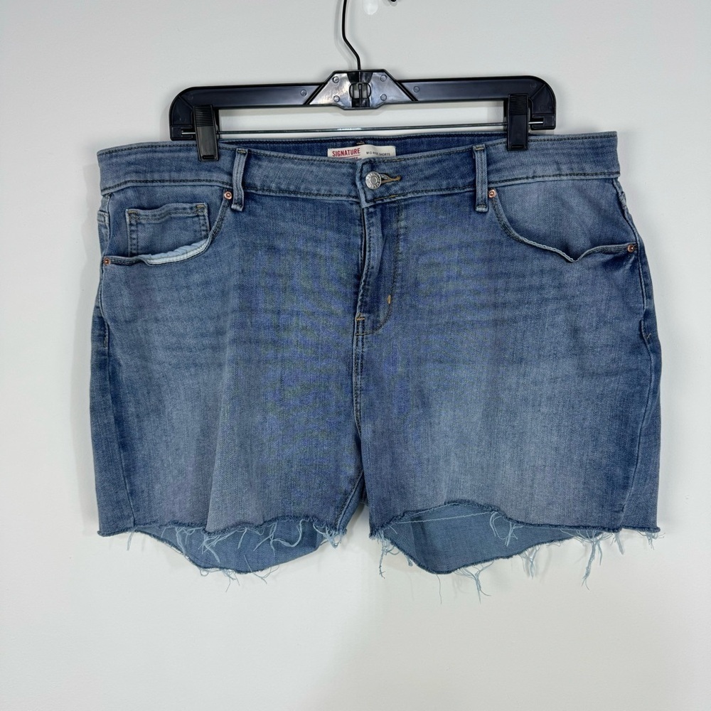 Levi's Light Wash Mid Rise Raw Hem Fray Denim Jean Shorts